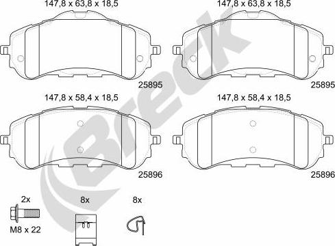 Breck 25895 00 701 00 - Тормозные колодки, дисковые, комплект avtokuzovplus.com.ua