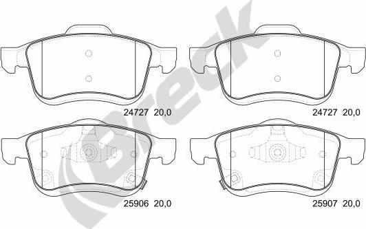 Breck 25906 00 701 00 - Гальмівні колодки, дискові гальма autocars.com.ua