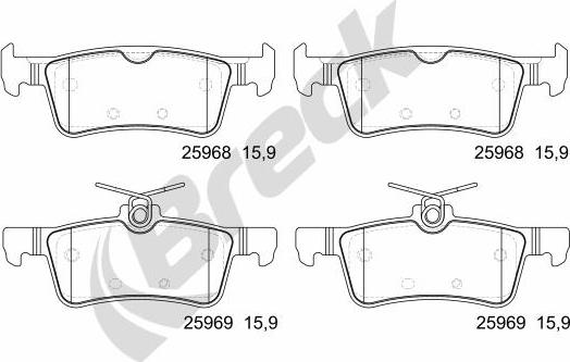 Breck 25968 00 704 00 - Тормозные колодки, дисковые, комплект autodnr.net