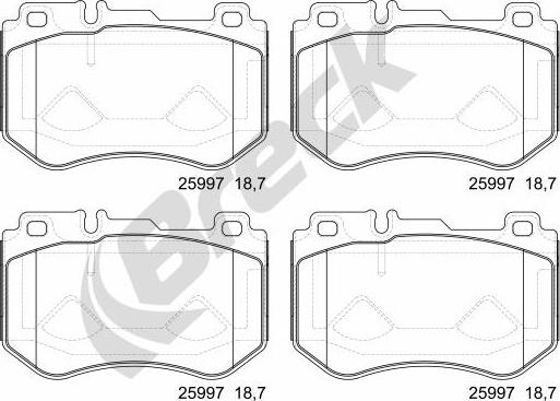 Breck 25997 00 701 00 - Гальмівні колодки, дискові гальма autocars.com.ua