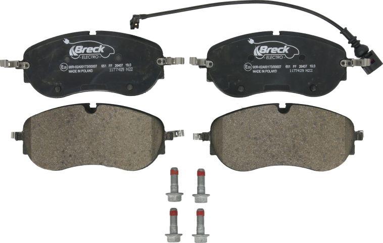 Breck 26407 00 651 00 - Гальмівні колодки, дискові гальма autocars.com.ua