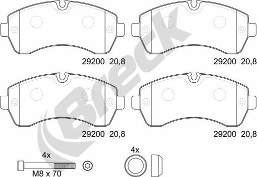 Breck 29200 00 703 00 - Тормозные колодки, дисковые, комплект autodnr.net