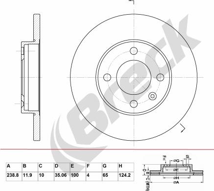 Breck BR 011 SA100 - Гальмівний диск autocars.com.ua