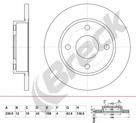 Breck BR 024 SA100 - Тормозной диск avtokuzovplus.com.ua