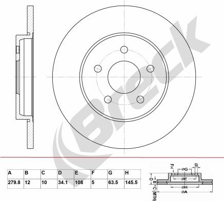 Breck BR 025 SA100 - Тормозной диск avtokuzovplus.com.ua