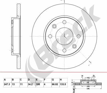 Breck BR 032 SA100 - Тормозной диск avtokuzovplus.com.ua