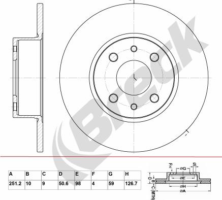 Breck BR 033 SA100 - Тормозной диск avtokuzovplus.com.ua