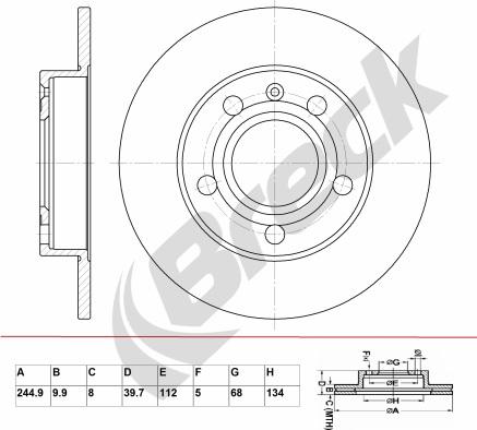 Breck BR 037 SA100 - Тормозной диск avtokuzovplus.com.ua