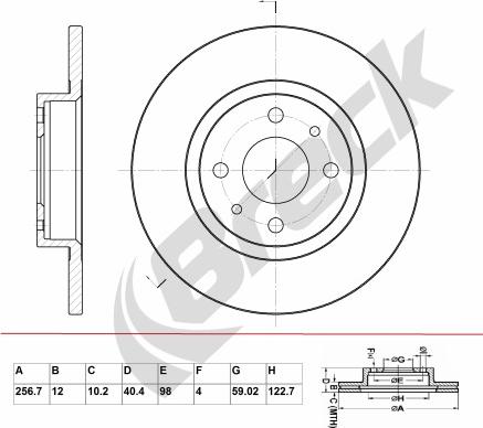 Breck BR 045 SA100 - Тормозной диск avtokuzovplus.com.ua