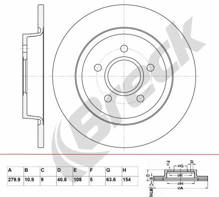 Breck BR 048 SA100 - Тормозной диск avtokuzovplus.com.ua