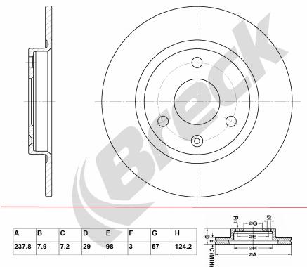 Breck BR 052 SA100 - Тормозной диск avtokuzovplus.com.ua