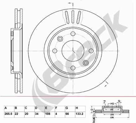 Breck BR 301 VA100 - Тормозной диск avtokuzovplus.com.ua