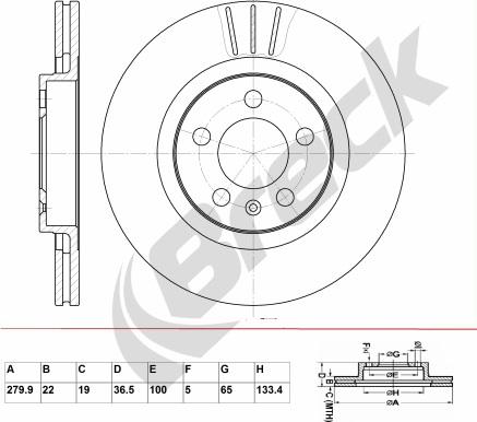 Breck BR 303 VA100 - Тормозной диск avtokuzovplus.com.ua