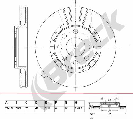 Breck BR 305 VA100 - Тормозной диск avtokuzovplus.com.ua