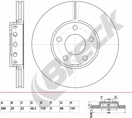 Breck BR 315 VA100 - Тормозной диск avtokuzovplus.com.ua