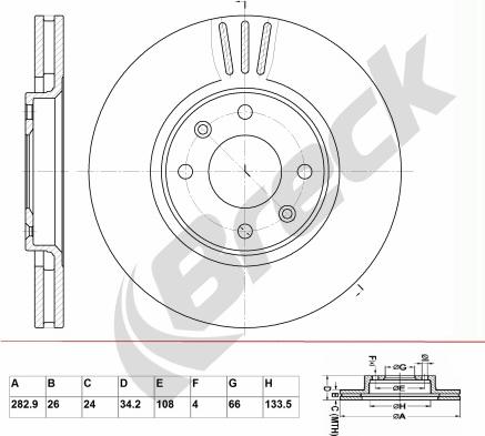 Breck BR 322 VA100 - Тормозной диск avtokuzovplus.com.ua