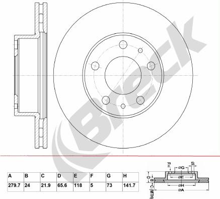 Breck BR 323 VA100 - Тормозной диск avtokuzovplus.com.ua