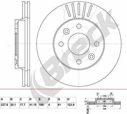 Breck BR 327 VA100 - Тормозной диск avtokuzovplus.com.ua