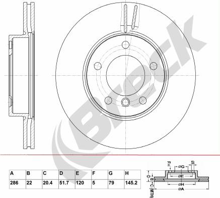 Breck BR 332 VA100 - Тормозной диск avtokuzovplus.com.ua