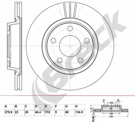 Breck BR 335 VA100 - Тормозной диск avtokuzovplus.com.ua