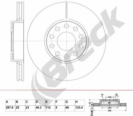 Breck BR 336 VA100 - Гальмівний диск autocars.com.ua