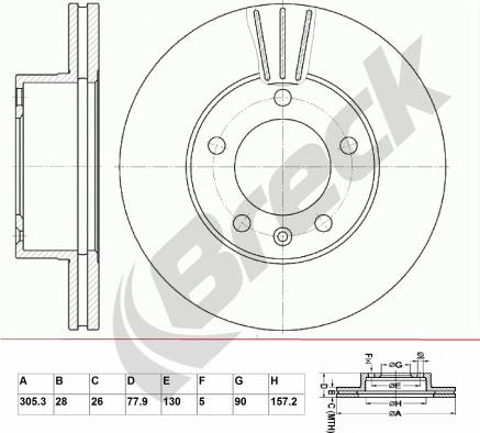 Breck BR 337 VA100 - Тормозной диск avtokuzovplus.com.ua