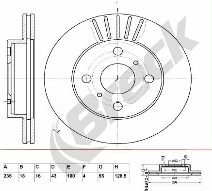 Breck BR 340 VA100 - Тормозной диск avtokuzovplus.com.ua