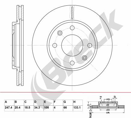 Breck BR 343 VA100 - Тормозной диск avtokuzovplus.com.ua