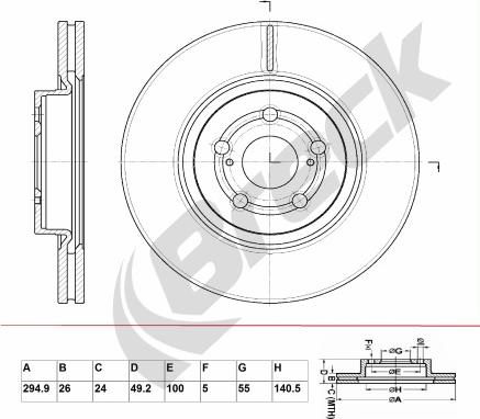 Breck BR 357 VA100 - Тормозной диск avtokuzovplus.com.ua