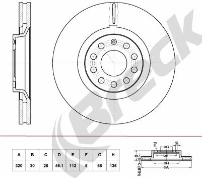 Breck BR 390 VA100 - Тормозной диск avtokuzovplus.com.ua