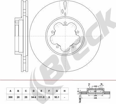 Breck BR 393 VA100 - Тормозной диск avtokuzovplus.com.ua