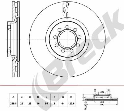 Breck BR 395 VA100 - Тормозной диск avtokuzovplus.com.ua