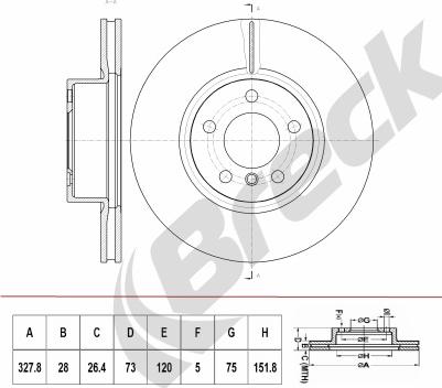 Breck BR 408 VH100 - Тормозной диск avtokuzovplus.com.ua