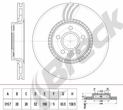 Breck BR 418 VH100 - Тормозной диск avtokuzovplus.com.ua