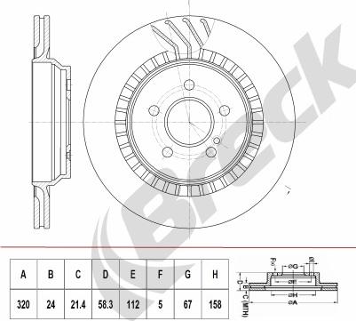 Breck BR 422 VH100 - Тормозной диск avtokuzovplus.com.ua