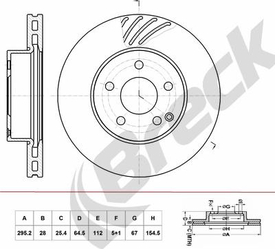 Breck BR 429 VH100 - Тормозной диск avtokuzovplus.com.ua