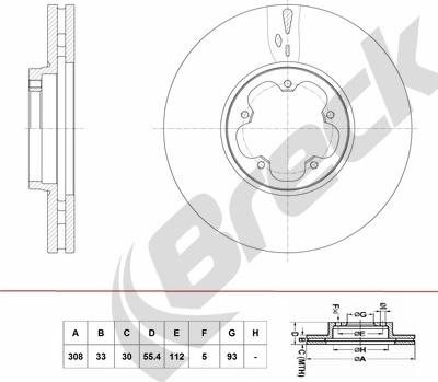 Breck BR 431 VA100 - Тормозной диск avtokuzovplus.com.ua