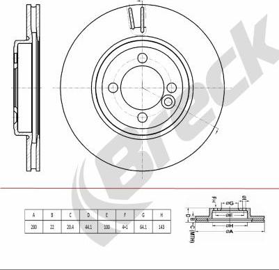 Breck BR 438 VH100 - Тормозной диск avtokuzovplus.com.ua