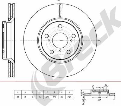 Breck BR 439 VA100 - Тормозной диск avtokuzovplus.com.ua