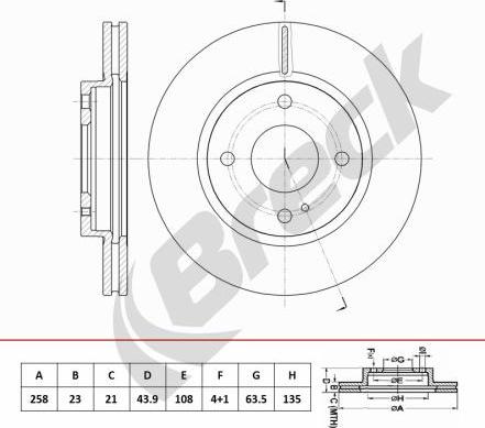 Breck BR 455 VA100 - Тормозной диск avtokuzovplus.com.ua