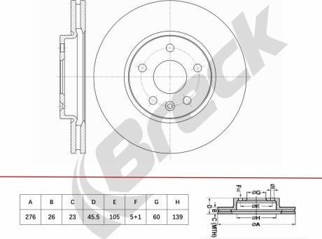 Breck BR 460 VA100 - Тормозной диск avtokuzovplus.com.ua