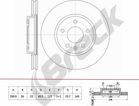 Breck BR 464 VH100 - Тормозной диск avtokuzovplus.com.ua