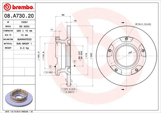 Breco BS 6053 - Тормозной диск avtokuzovplus.com.ua