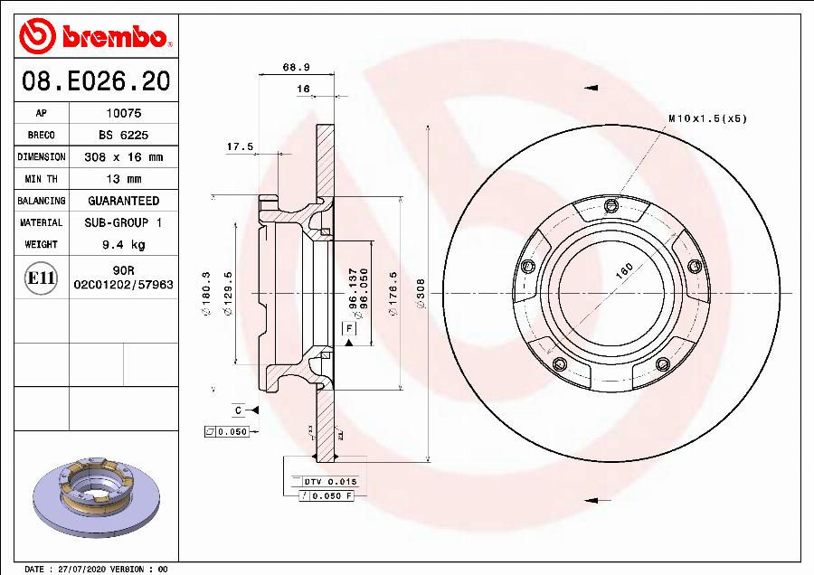 Breco BS 6225 - Гальмівний диск autocars.com.ua