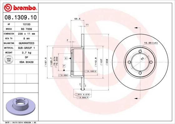 Breco BS 7009 - Тормозной диск avtokuzovplus.com.ua