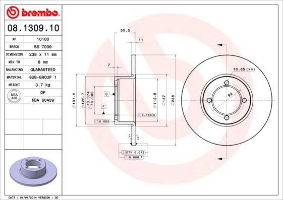 Breco BS 7009 - Гальмівний диск autocars.com.ua