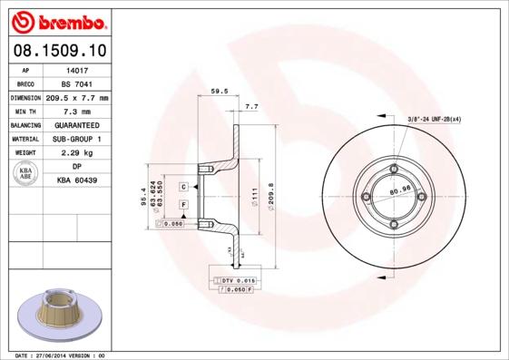 Breco BS 7041 - Тормозной диск avtokuzovplus.com.ua