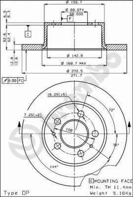 Breco BS 7057 - Тормозной диск avtokuzovplus.com.ua