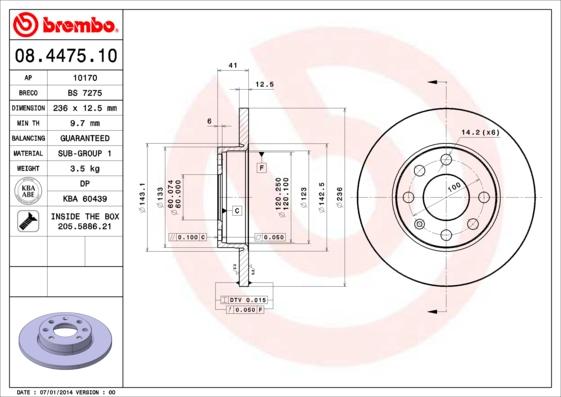 Breco BS 7275 - Гальмівний диск autocars.com.ua