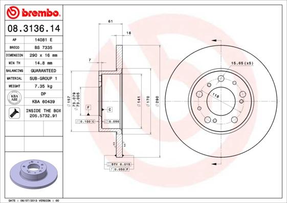 Breco BS 7335 - Тормозной диск avtokuzovplus.com.ua